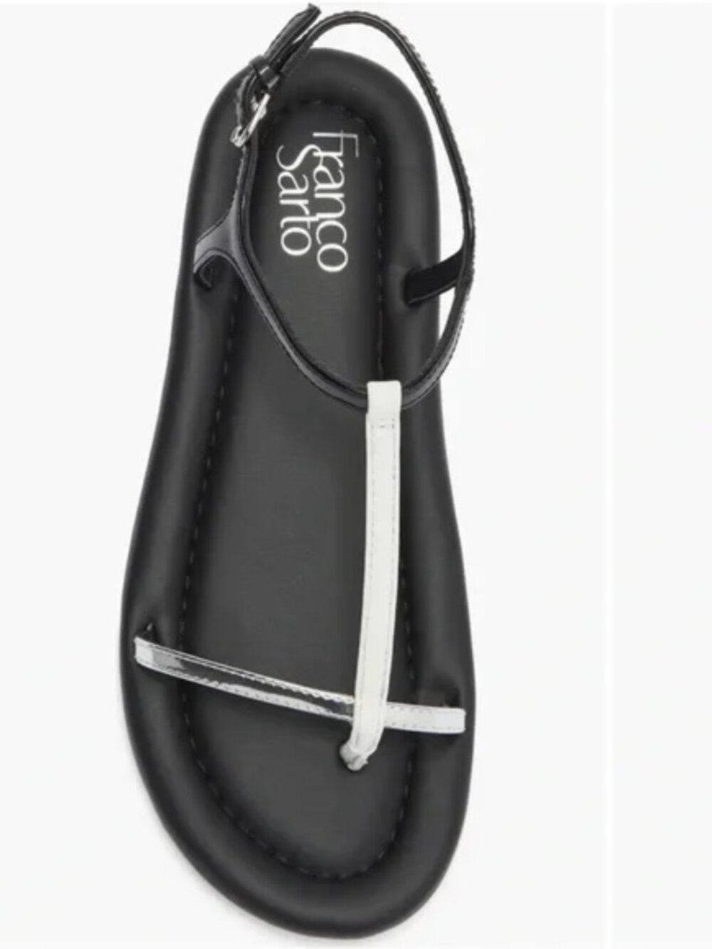 Franco Sarto Joela Black White Silver Sandals. Sz: 7.5